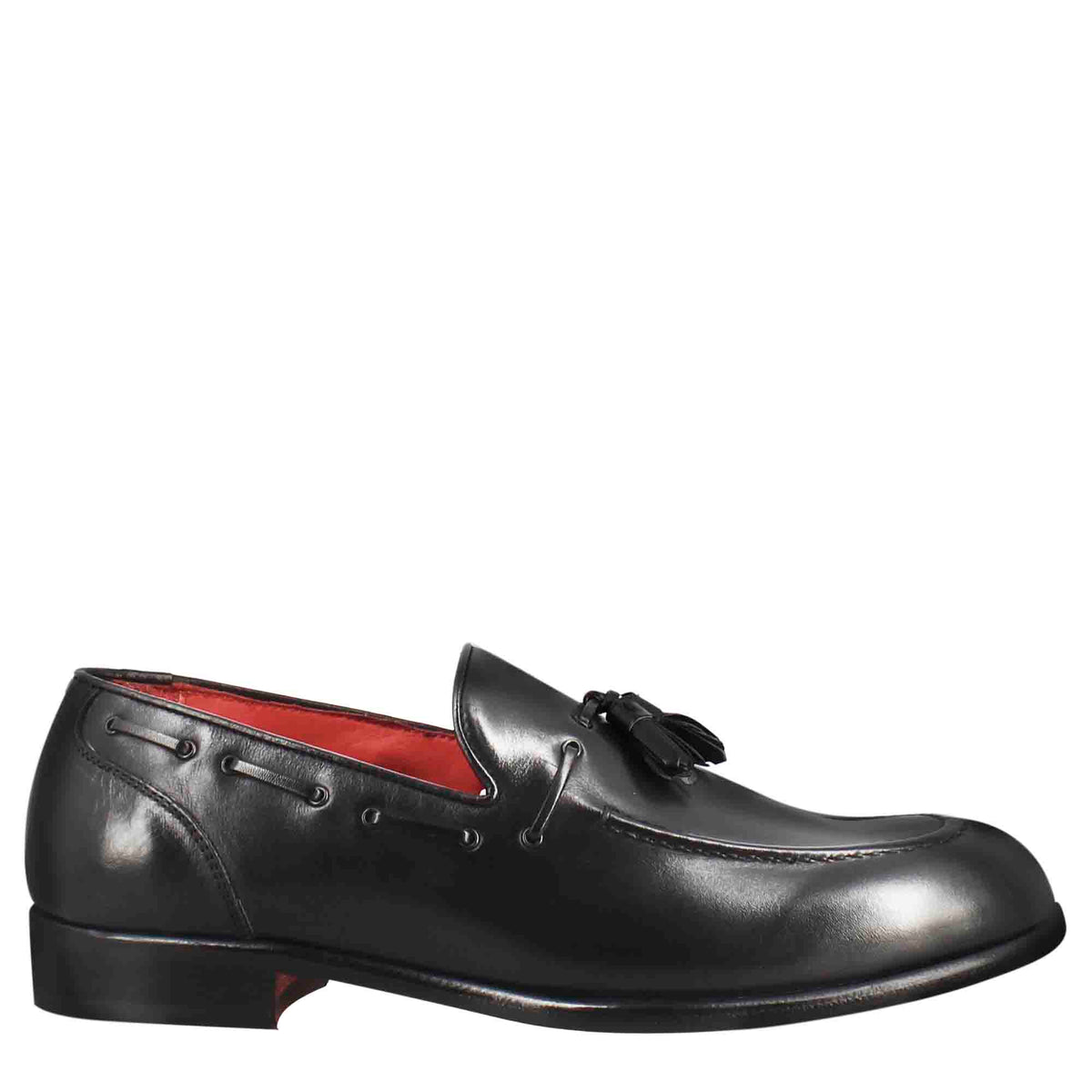 Men's tassel moccasin in black leather