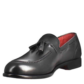 Men's tassel moccasin in black leather
