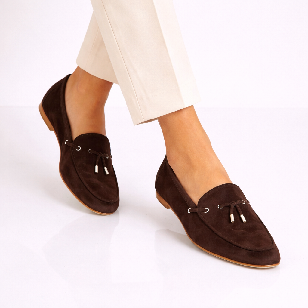 Mocassino da donna Arsilia in camoscio marrone scuro