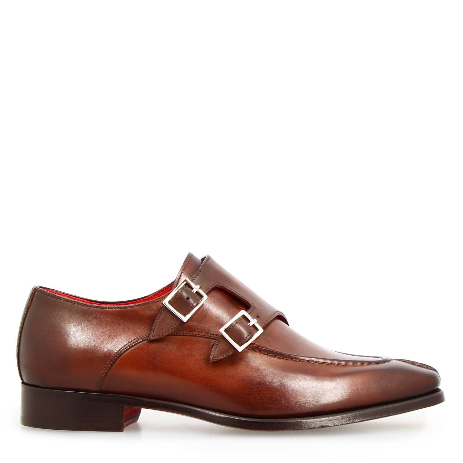 Chaussures Orazio marron homme en cuir à double boucle