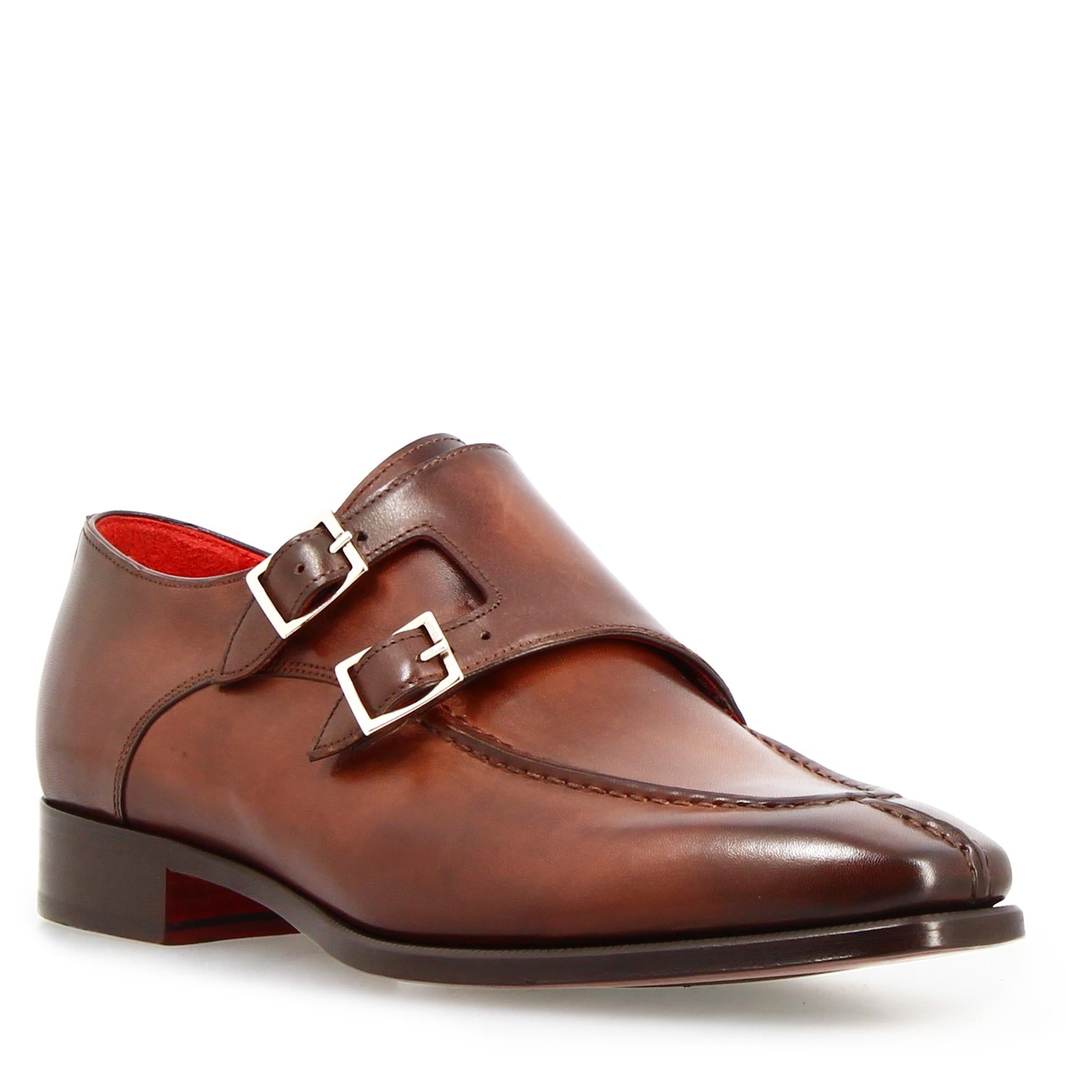 Chaussures Orazio marron homme en cuir à double boucle