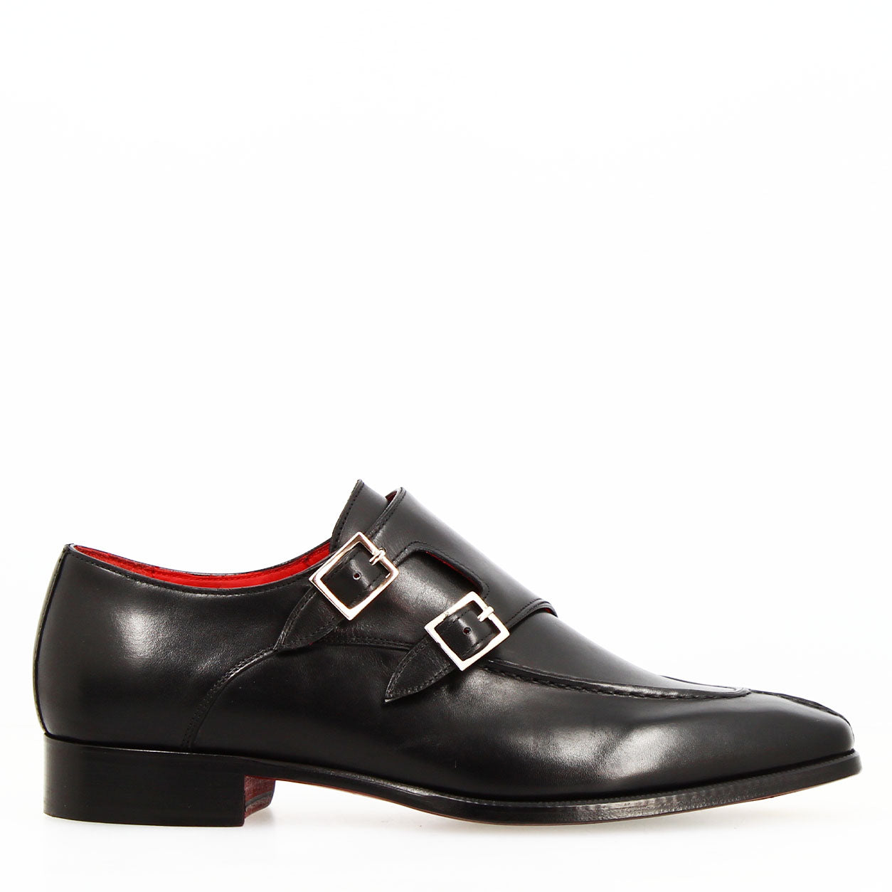 Orazio noir chaussure double boucle cuir fabriqué en Italie