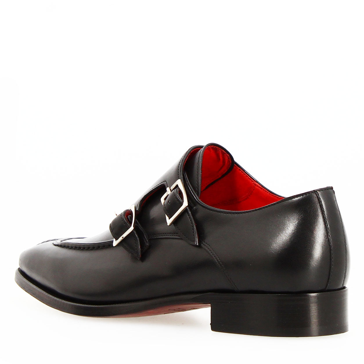 Orazio noir chaussure double boucle cuir fabriqué en Italie