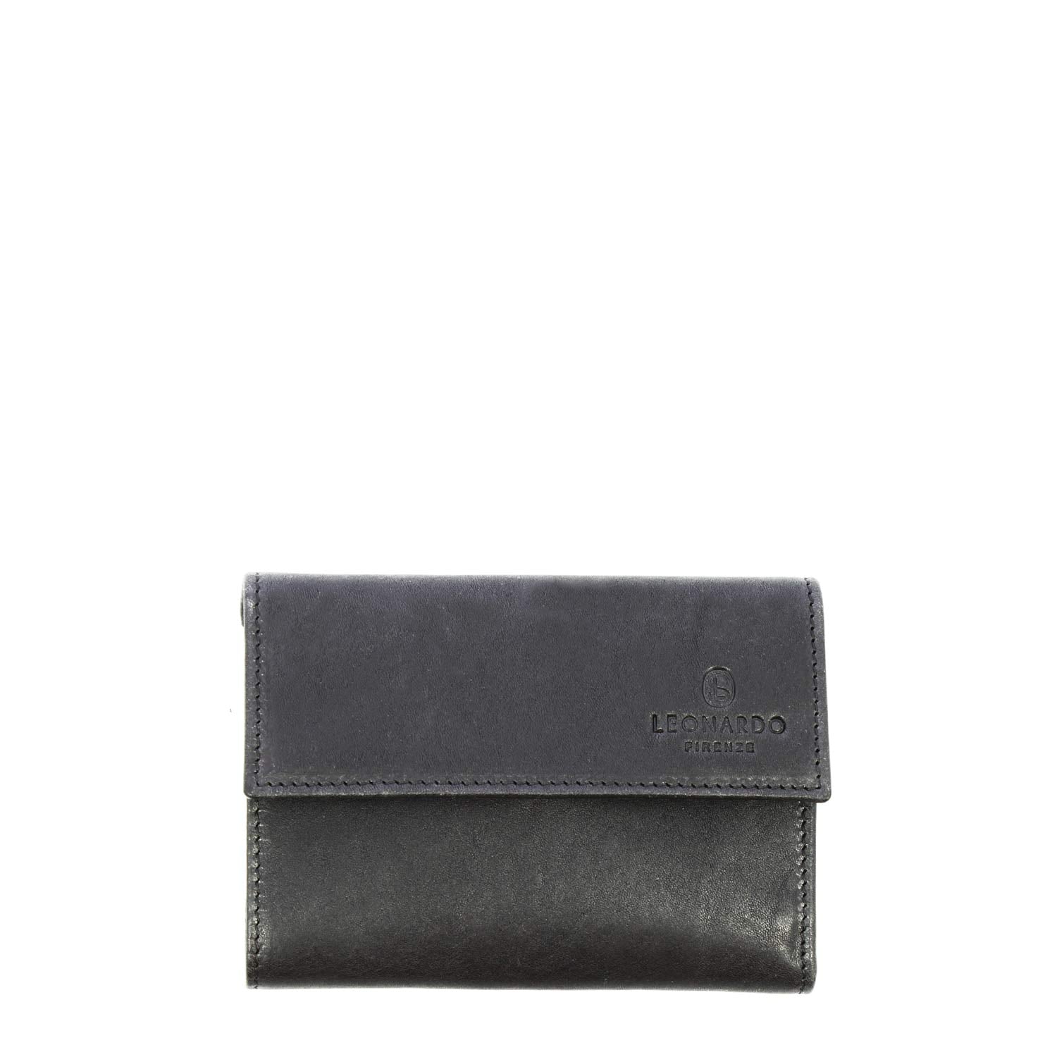 Black leather wallet with card holder banknotes and coin pocket P1