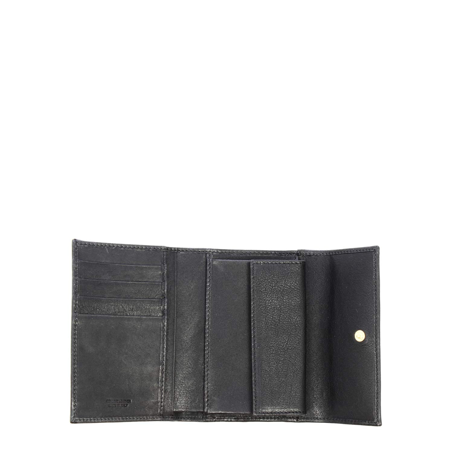Black leather wallet with card holder banknotes and coin pocket P1