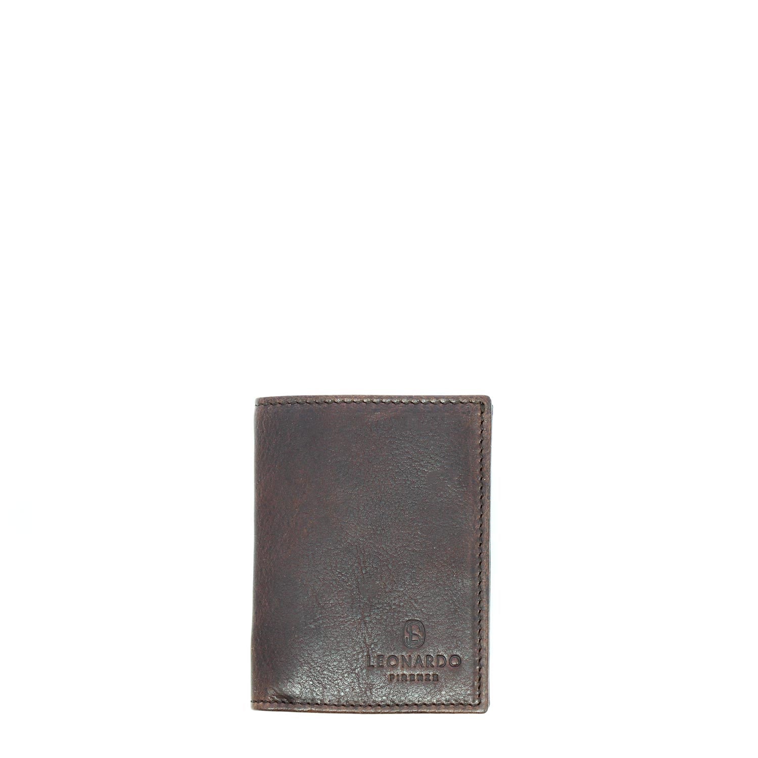 Dark brown leather wallet with card and bill compartments P3