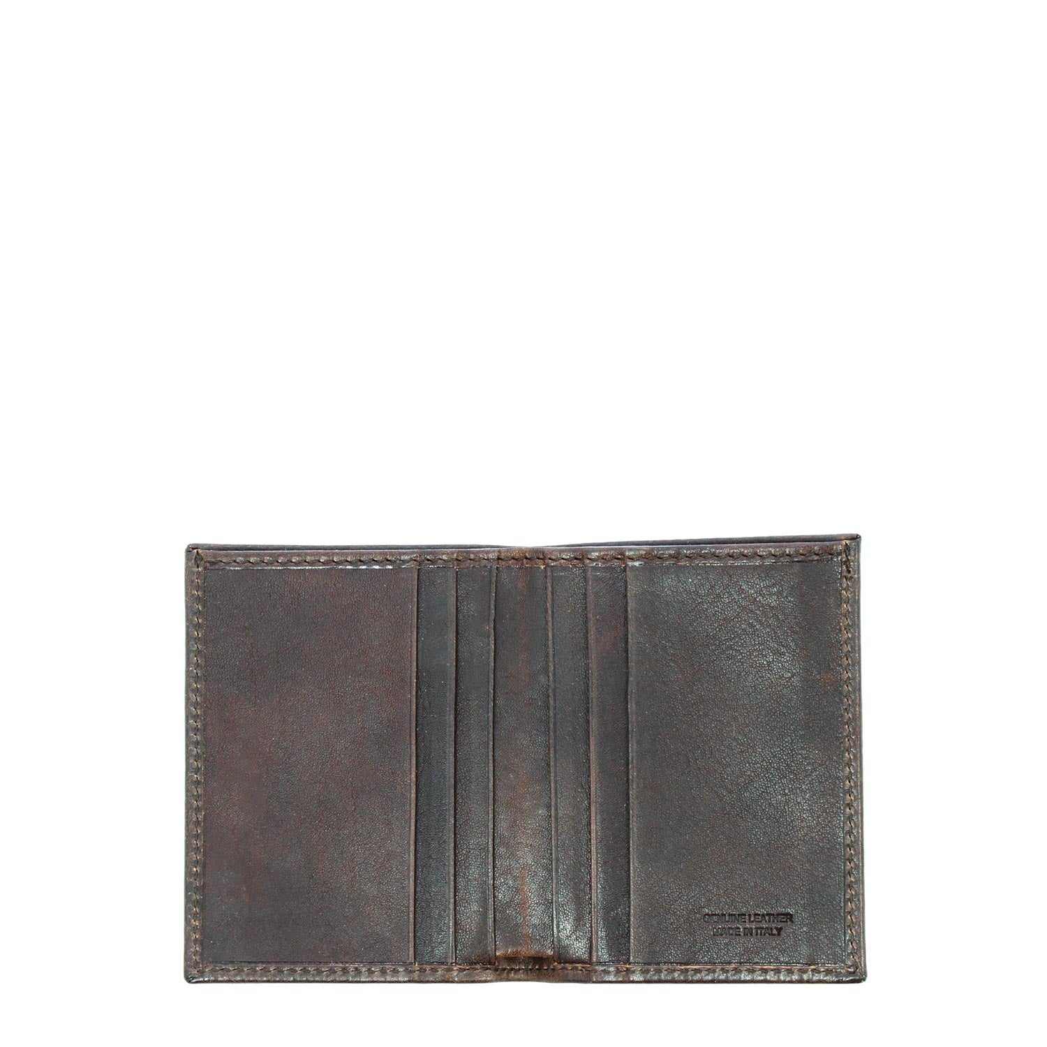 Dark brown leather wallet with card and bill compartments P3