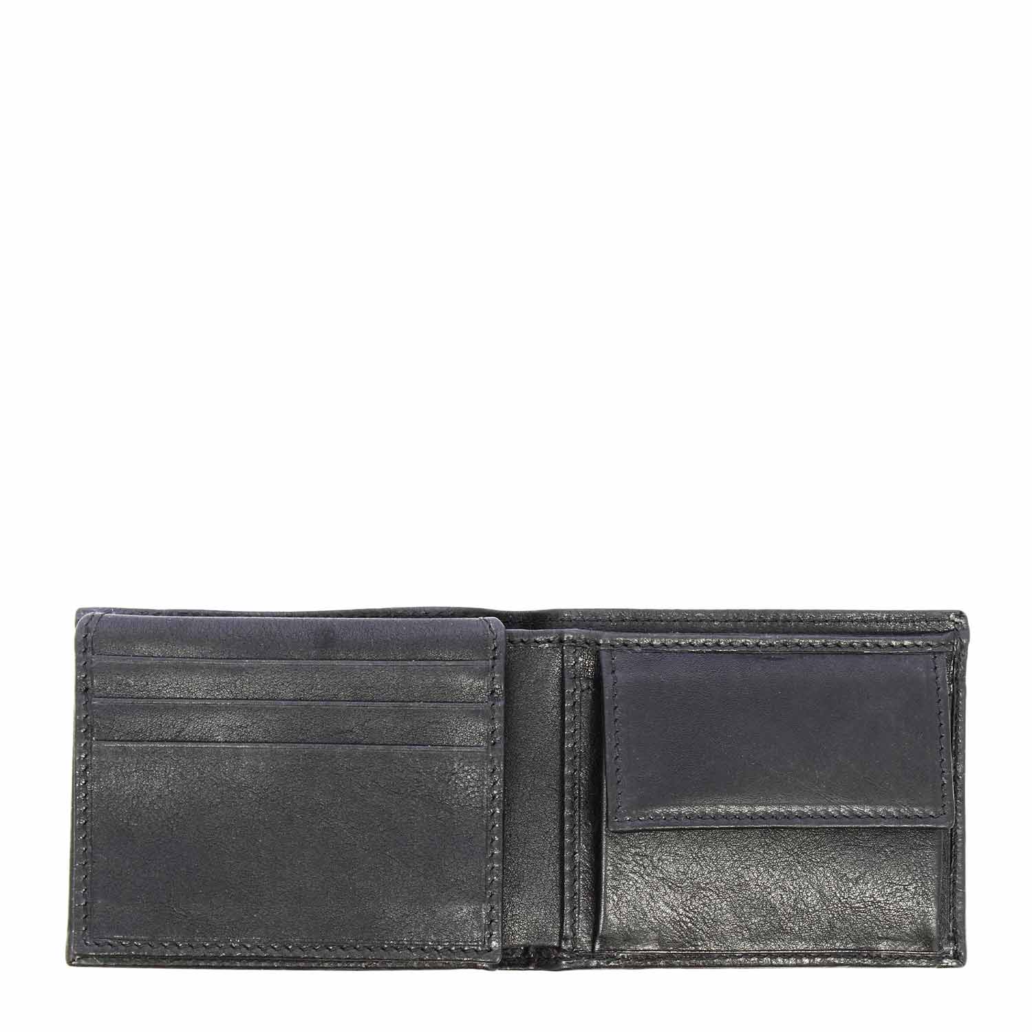 Black leather wallet with card, coin, and bill holder P4