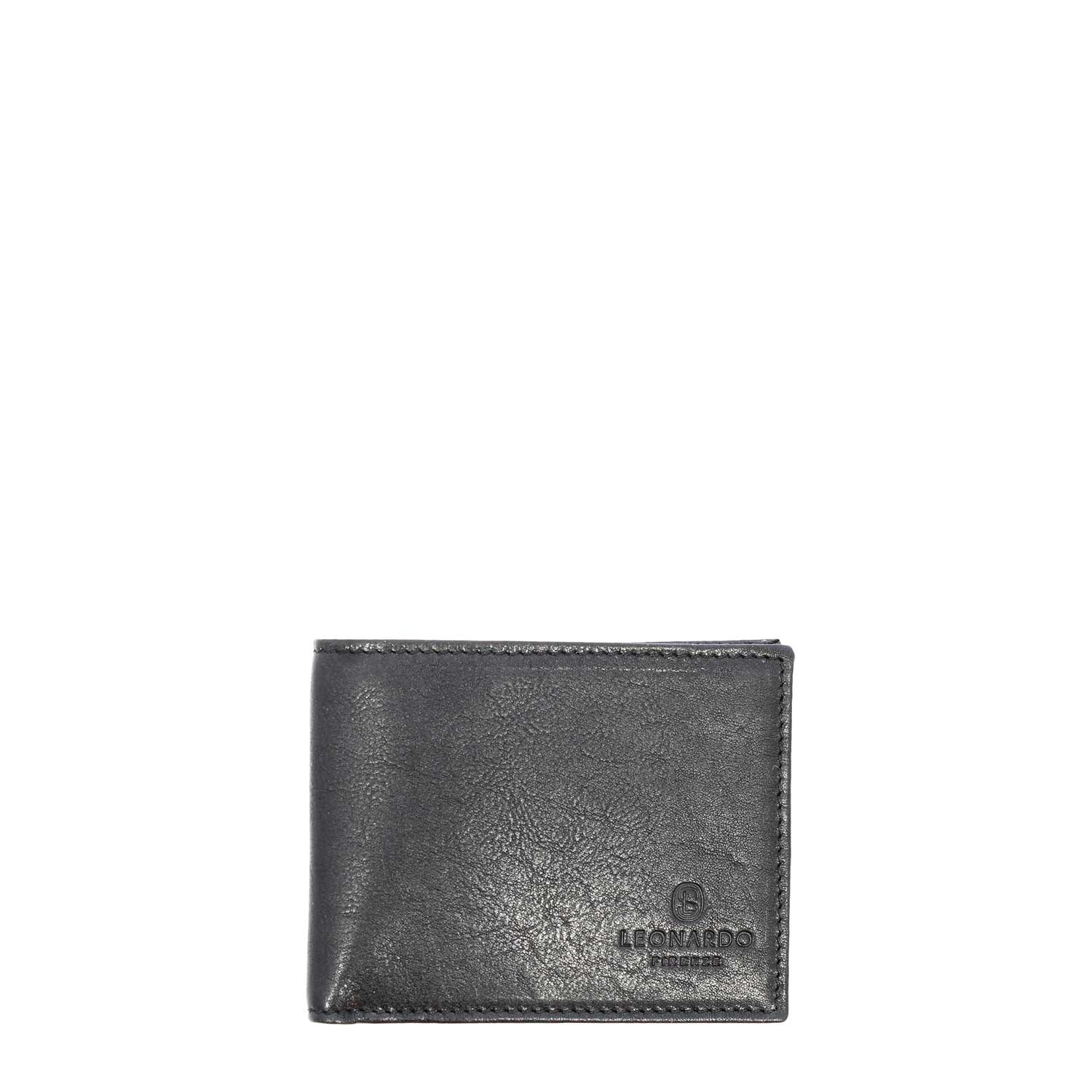 Portefeuille en cuir marron foncé avec porte-cartes et double compartiment à billets P5