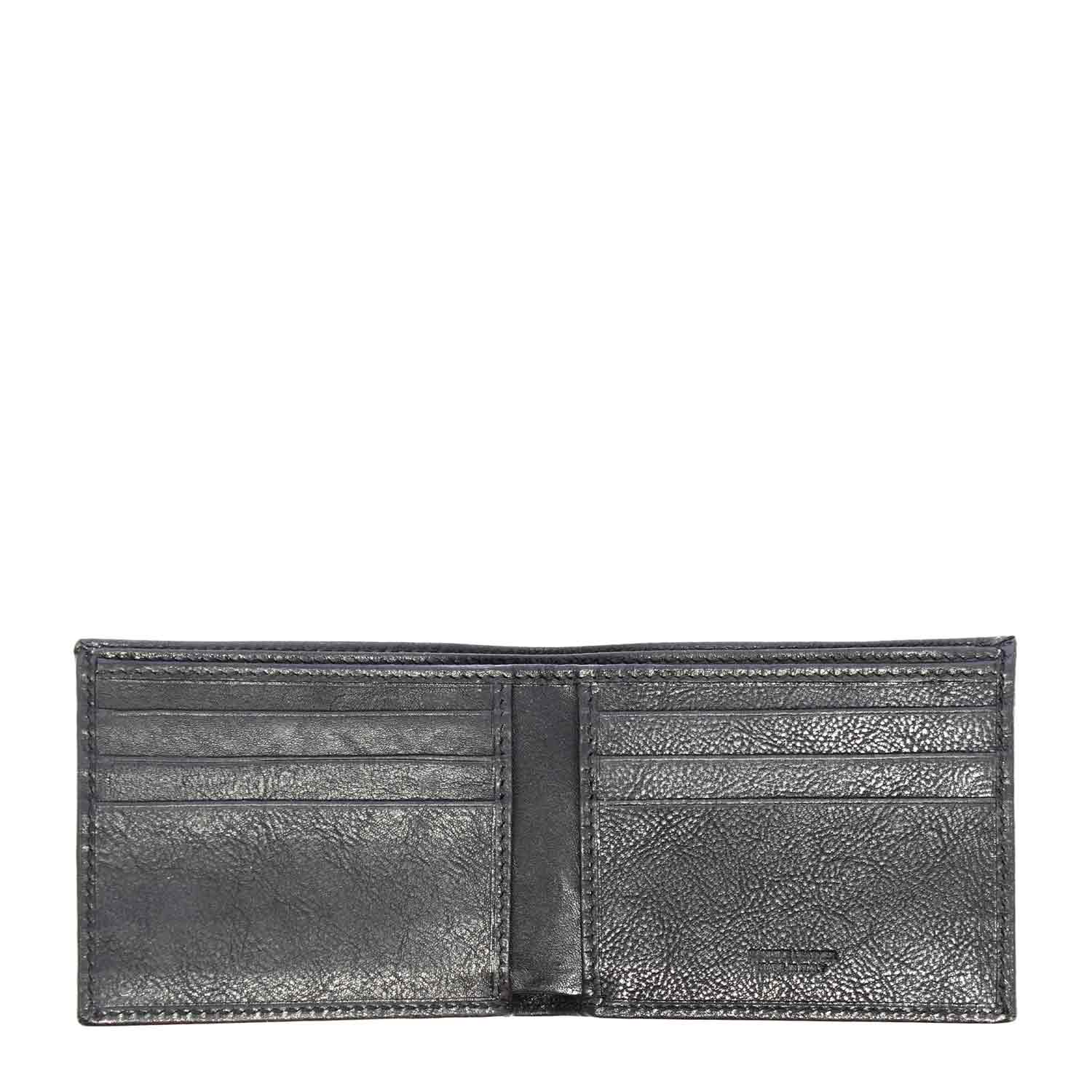 Portefeuille en cuir marron foncé avec porte-cartes et double compartiment à billets P5