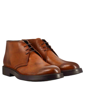 Smooth brown full-grain leather men's ankle boots