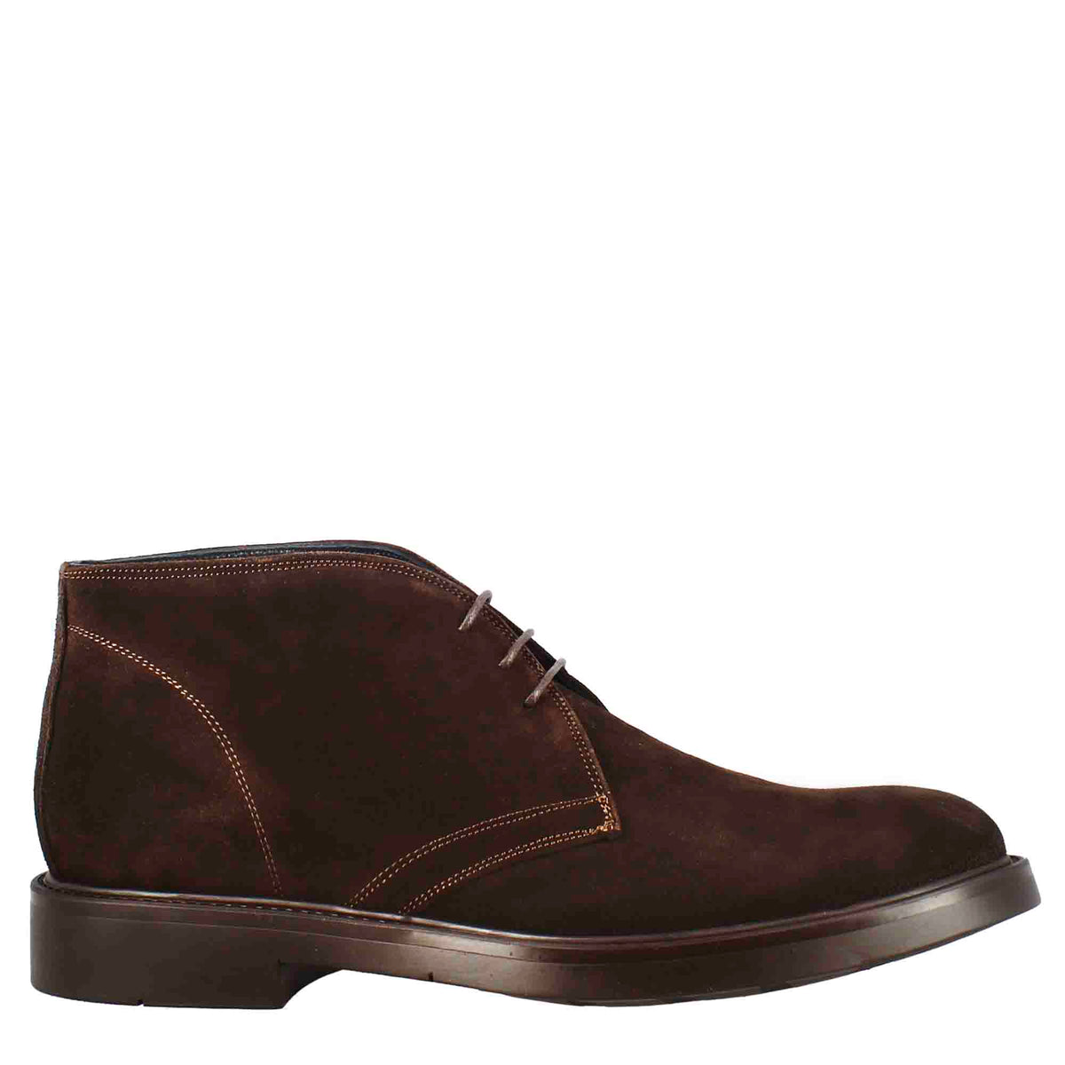 Men's ankle boot in dark brown suede