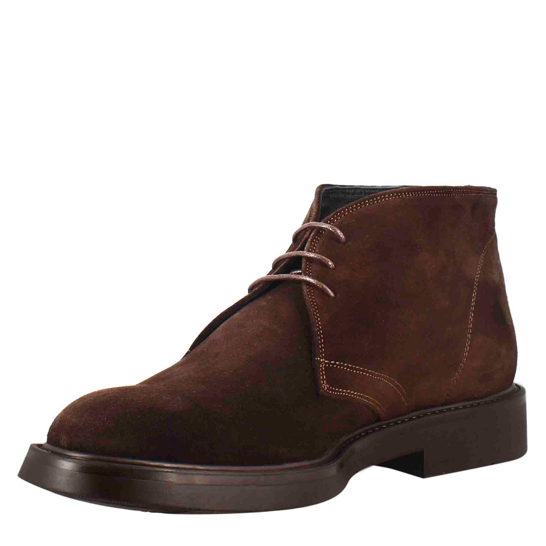 Men's ankle boot in dark brown suede