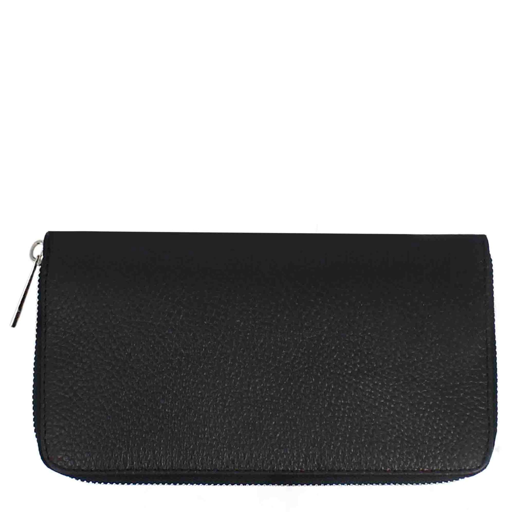 Large women's leather wallet with zip