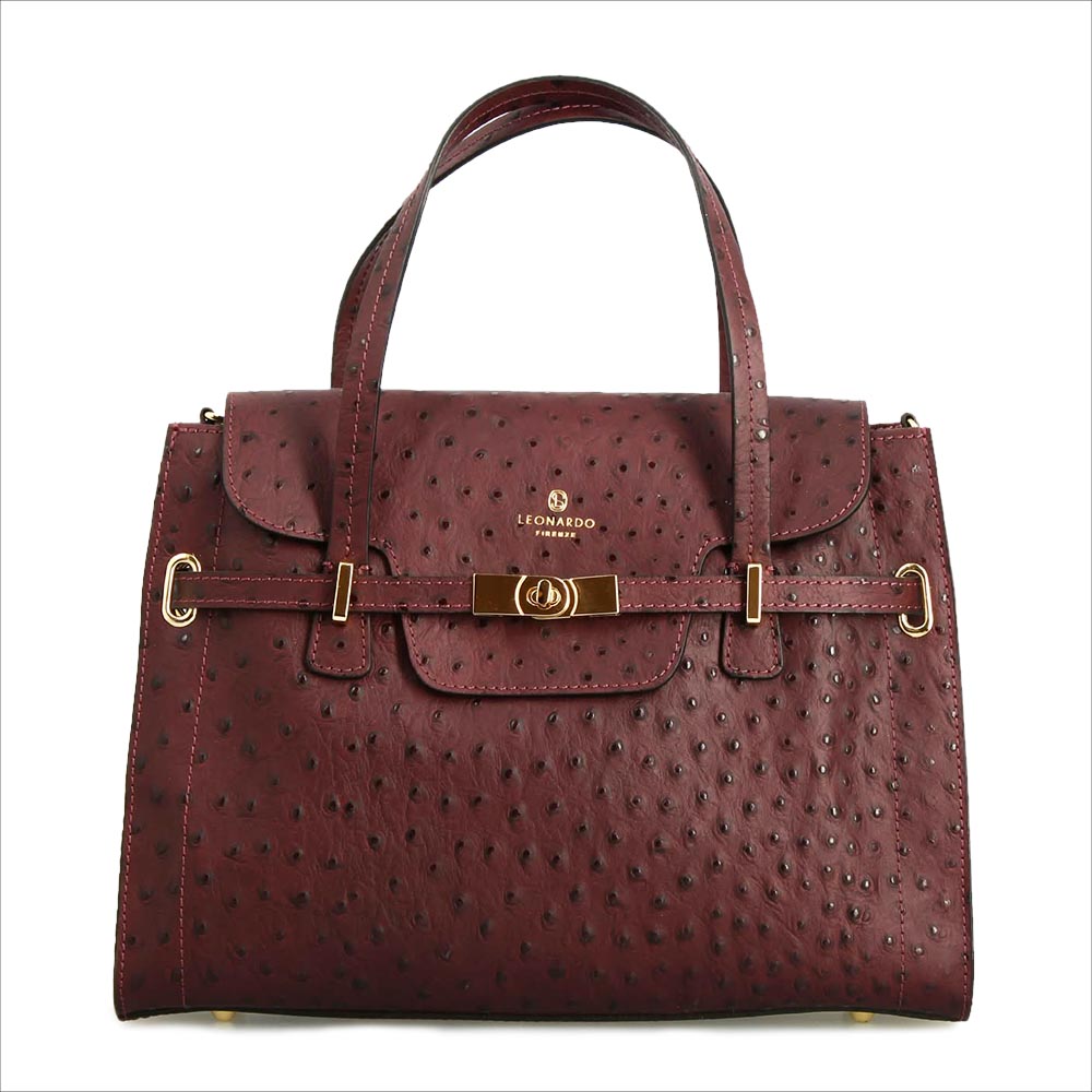 Borsa a mano grande artigianale da donna in pelle stampata bordeaux - LeonardoShoes