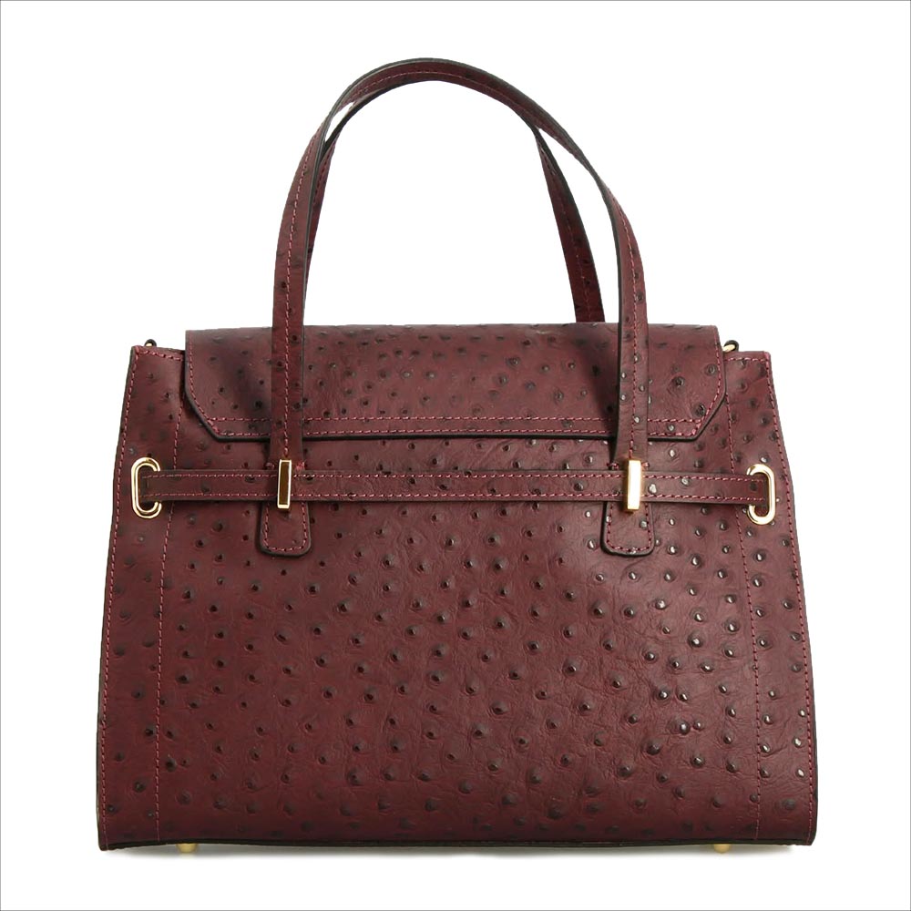 Borsa a mano grande artigianale da donna in pelle stampata bordeaux - LeonardoShoes
