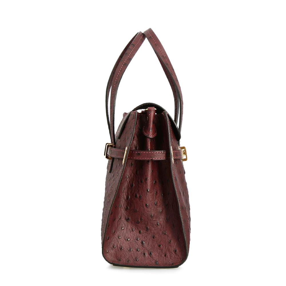 Borsa a mano grande artigianale da donna in pelle stampata bordeaux - LeonardoShoes