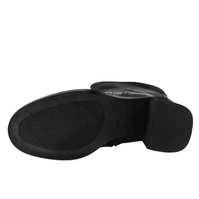 Wadenhoher Damen-Taucherstiefel mit Absatz aus schwarzem gewaschenem Leder