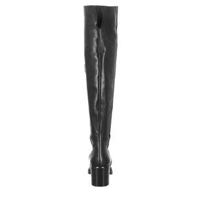Smooth over-the-knee women's boot with medium heel in black leather