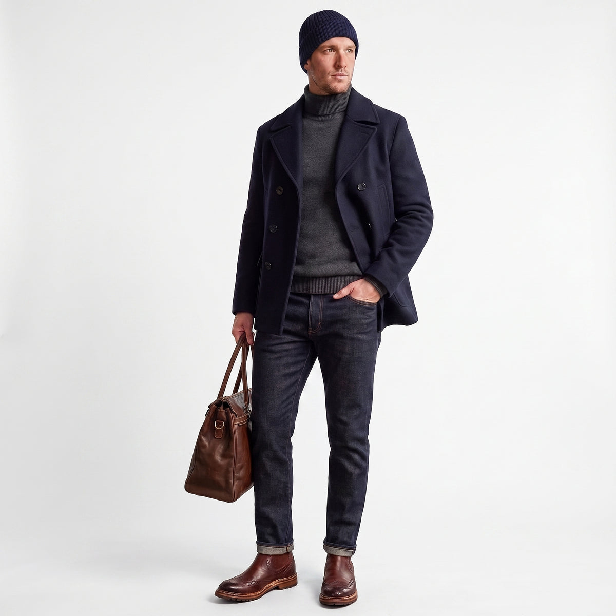 Basilio Herren Chelsea Boot im Budapester Stil in Braun
