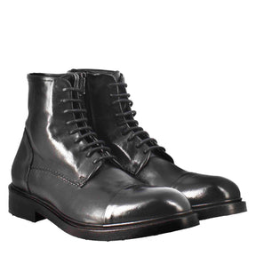 Men's high diver amphibian boot in black washed leather