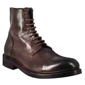Men's high diver amphibian boot in washed leather in dark brown