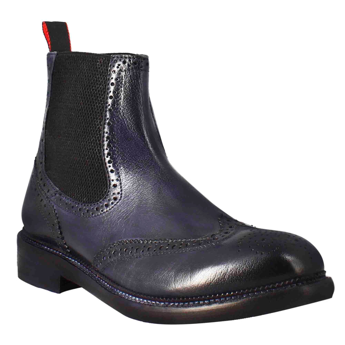 Men's candy chelsea boot in dark blue washed leather