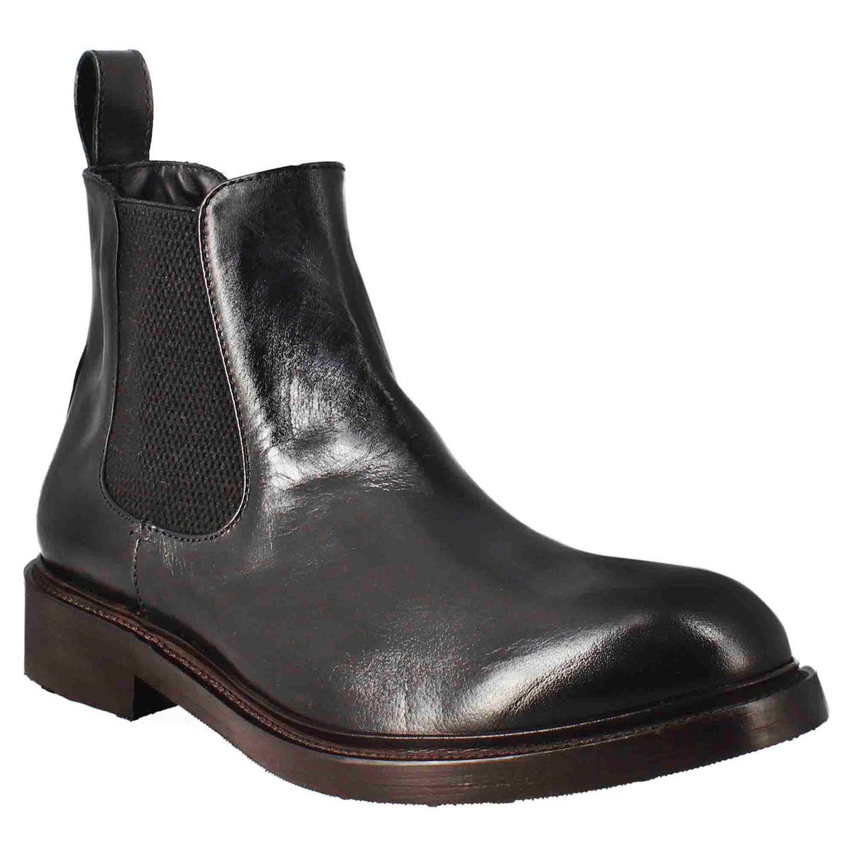 Bottine Chelsea Diver pour homme en cuir lavé noir