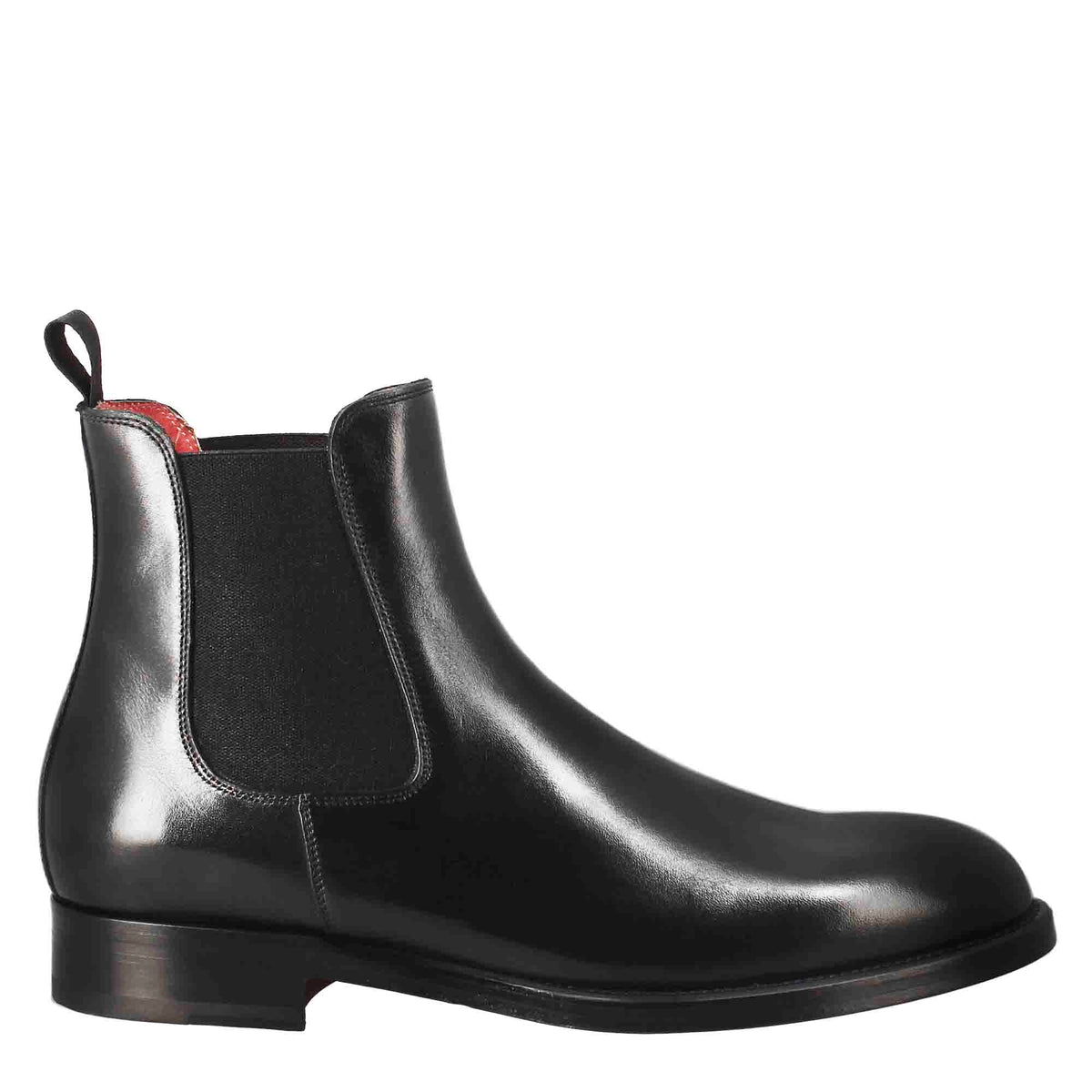 Schwarzer Herren-Chelsea-Stiefel aus Leder mit Gummizug