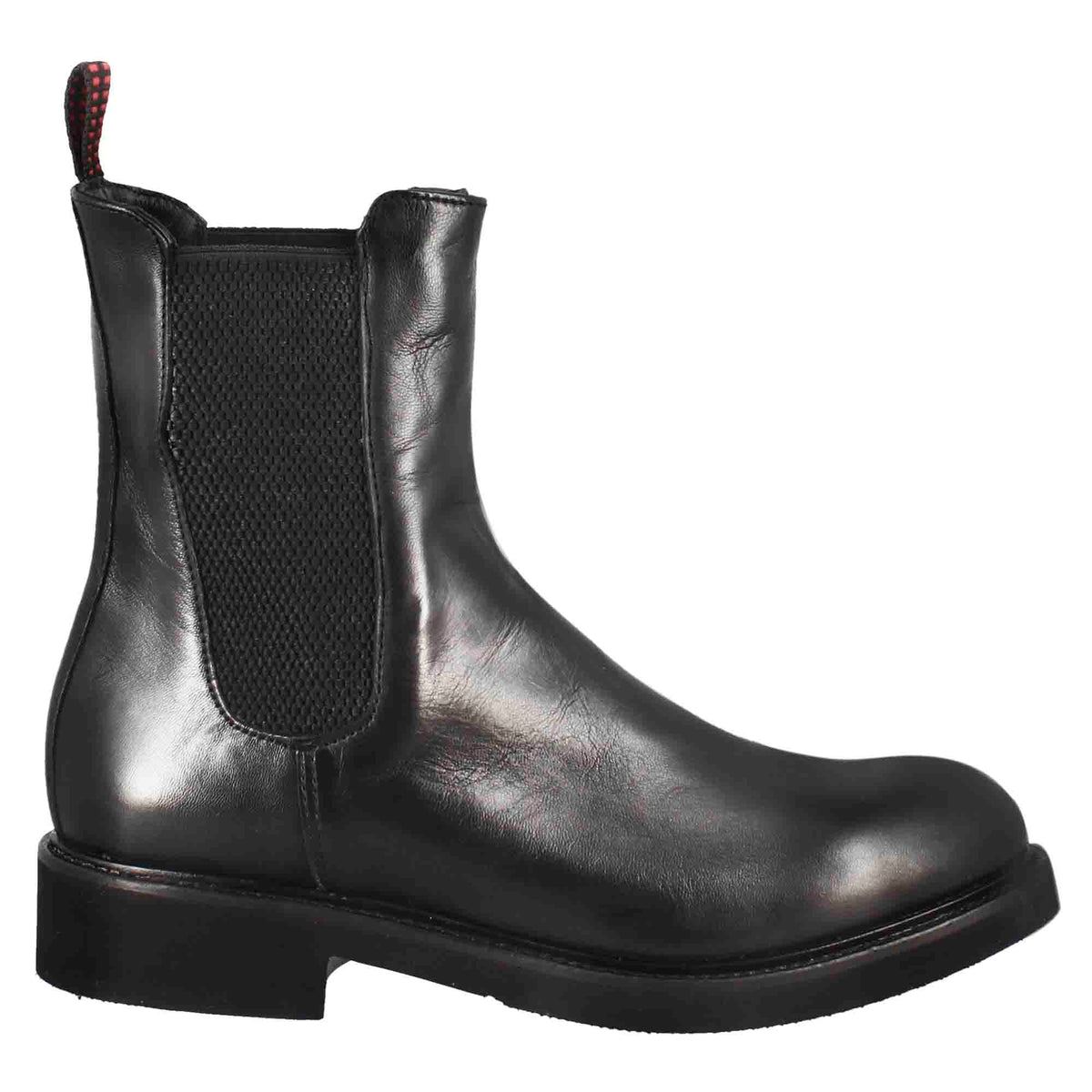 Schwarze Chelseastiefelette aus gewaschenem Leder