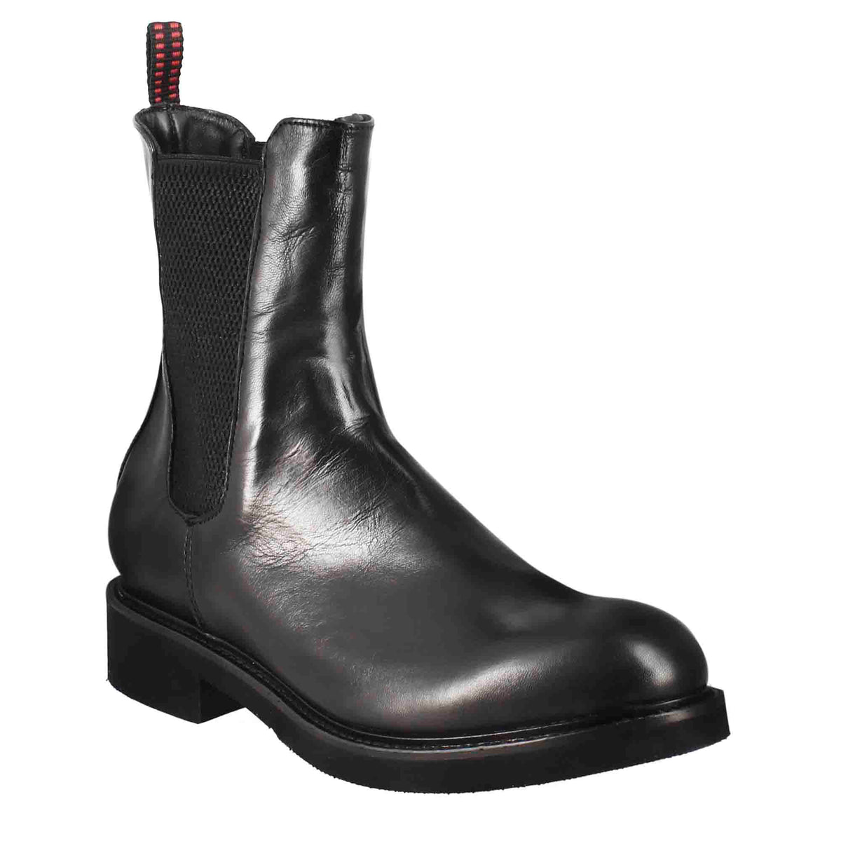 Schwarze Chelseastiefelette aus gewaschenem Leder