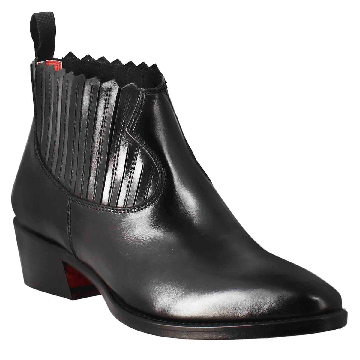 Women's ankle boot with collar cutouts in black leather