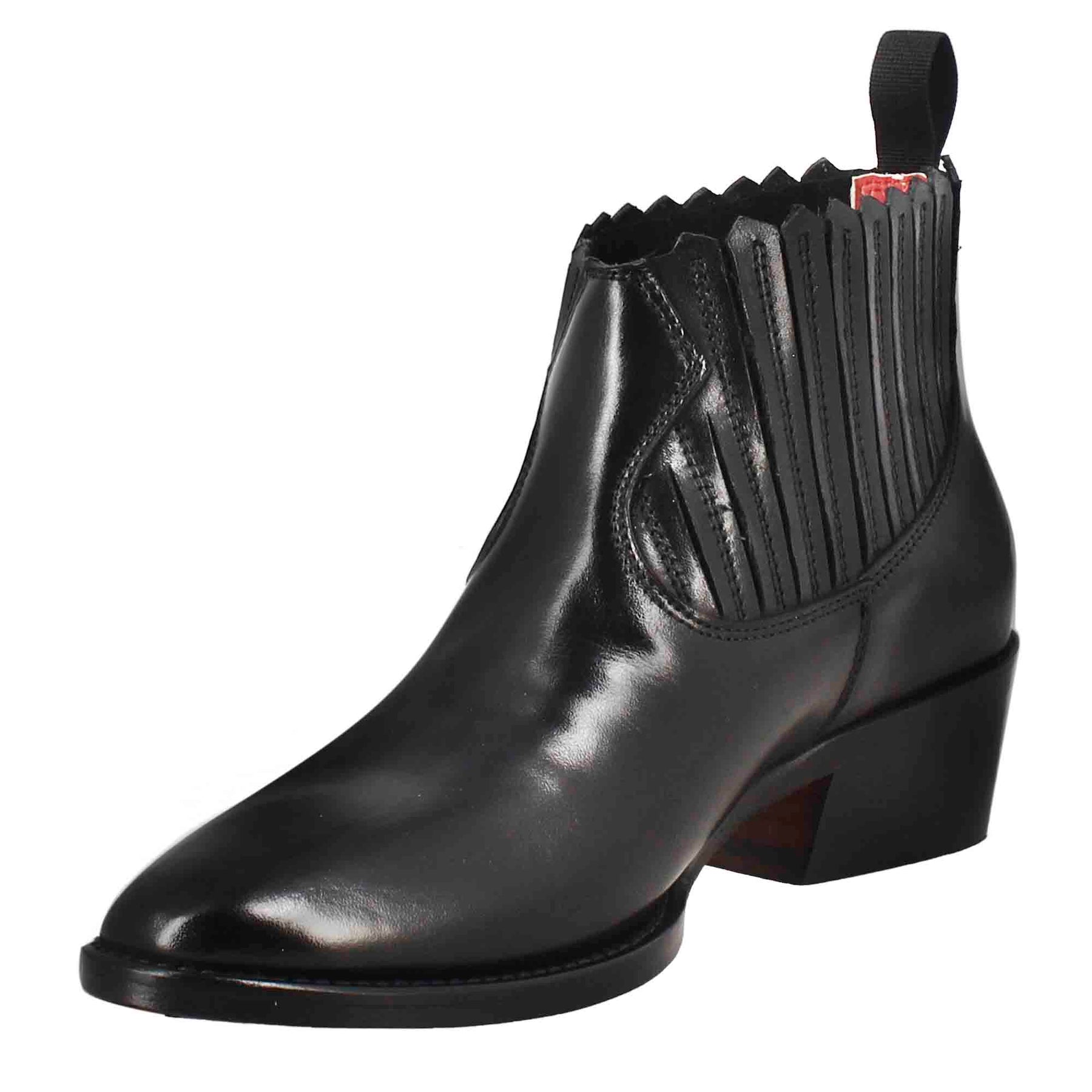 Women's ankle boot with collar cutouts in black leather