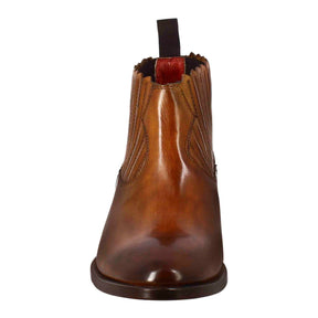 Women's ankle boot with collar cutouts in light brown leather
