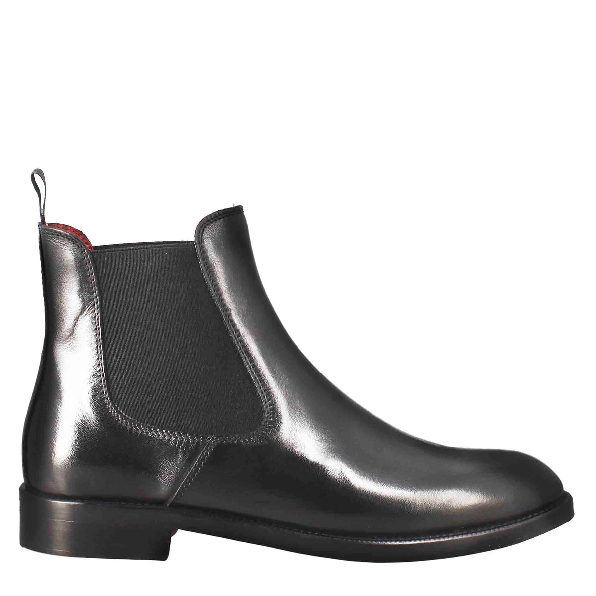 Stivaletto da donna chelsea liscio in pelle colore nero