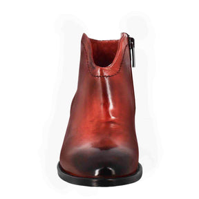 Smooth women's ankle boot with medium heel in red leather