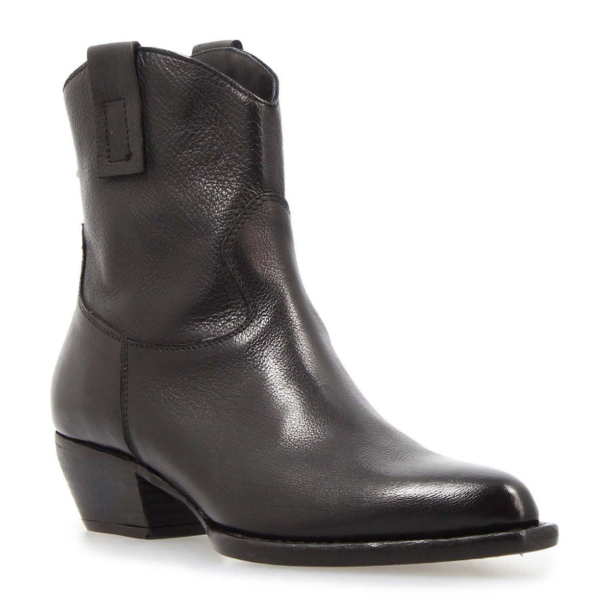 Velvet - Stivaletto texano donna in pelle nera - LeonardoShoes