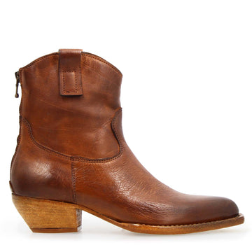 Velvet - Stivaletto texano donna in pelle marrone - LeonardoShoes