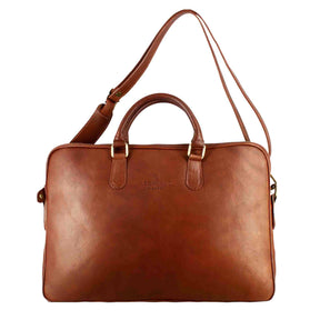 Professional leather briefcase with removable shoulder strap brown colour