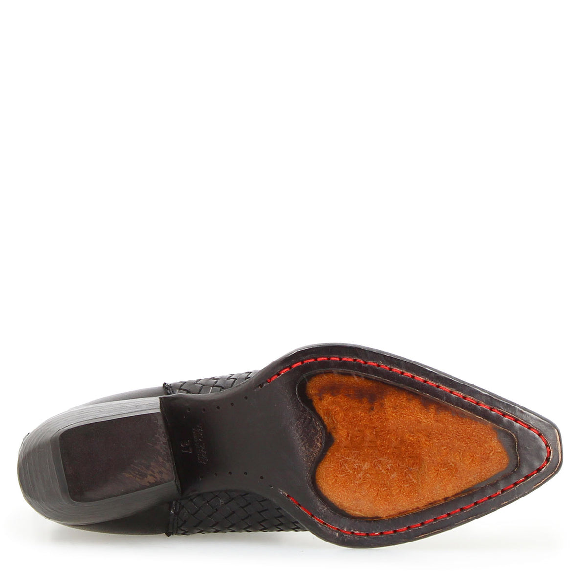 Velvet Int - Stivaletto texano donna in pelle intrecciata nera - LeonardoShoes