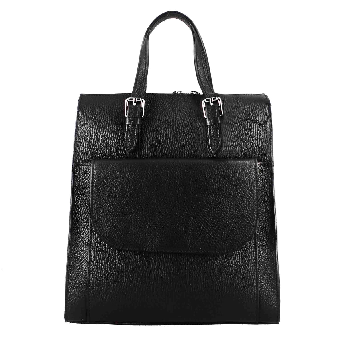 Lässiger schwarzer Leder-Rucksack für Frauen