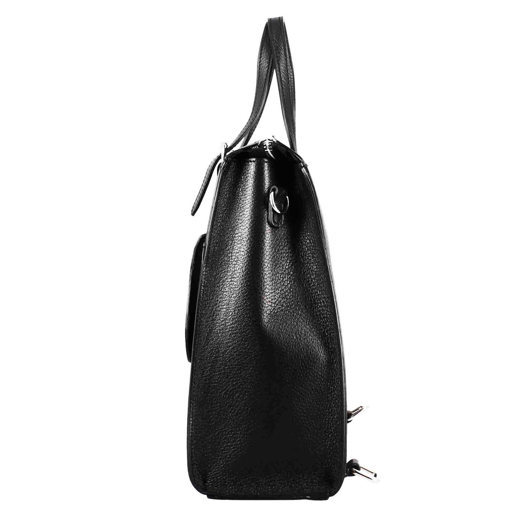 Casual black leather women's backpack