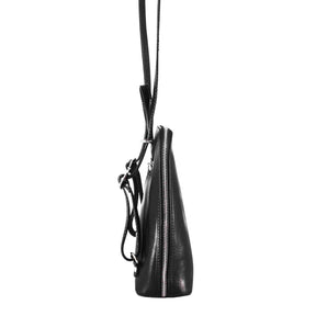 Damen-Rucksack Geneva aus schwarzem Glattleder mit Reißverschluss