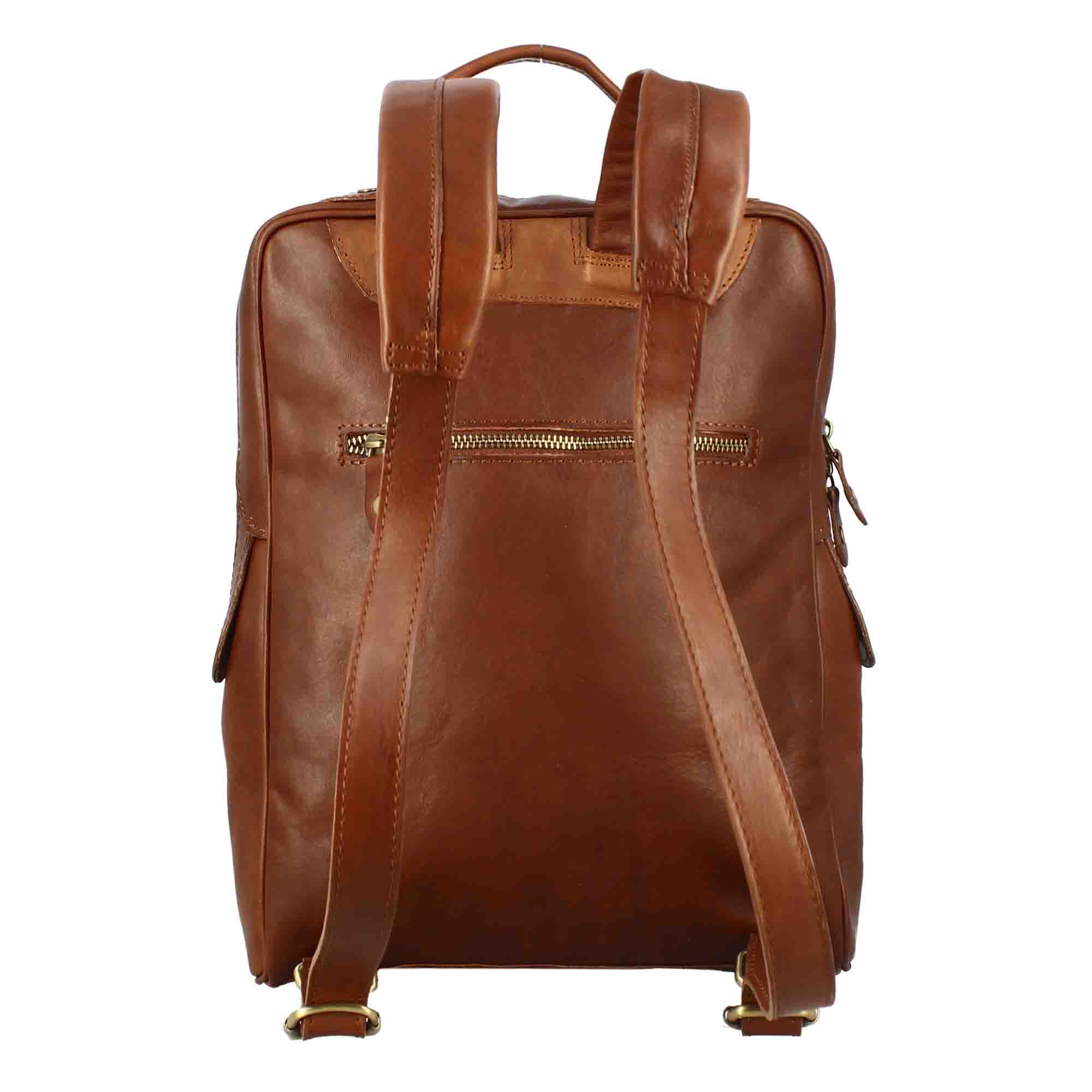 Sac à dos pour homme Cosimo en cuir marron avec fermeture zippée