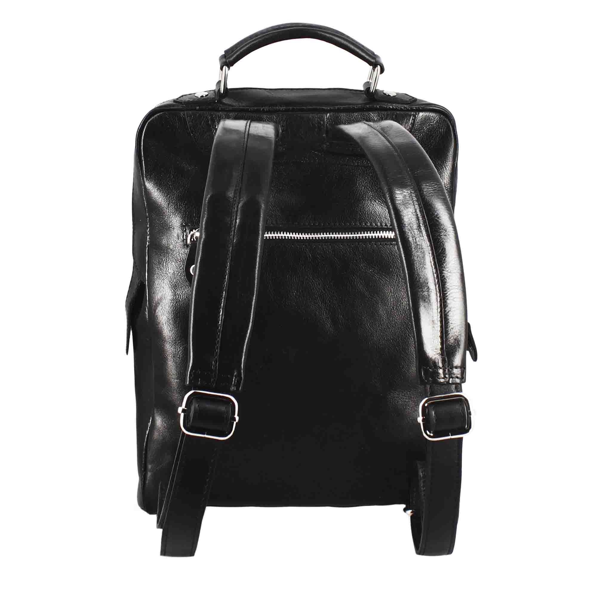 Sac à dos pour homme Cosimo en cuir noir avec fermeture zippée