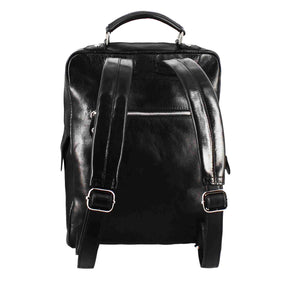 Cosimo men's backpack in black leather with zip closure