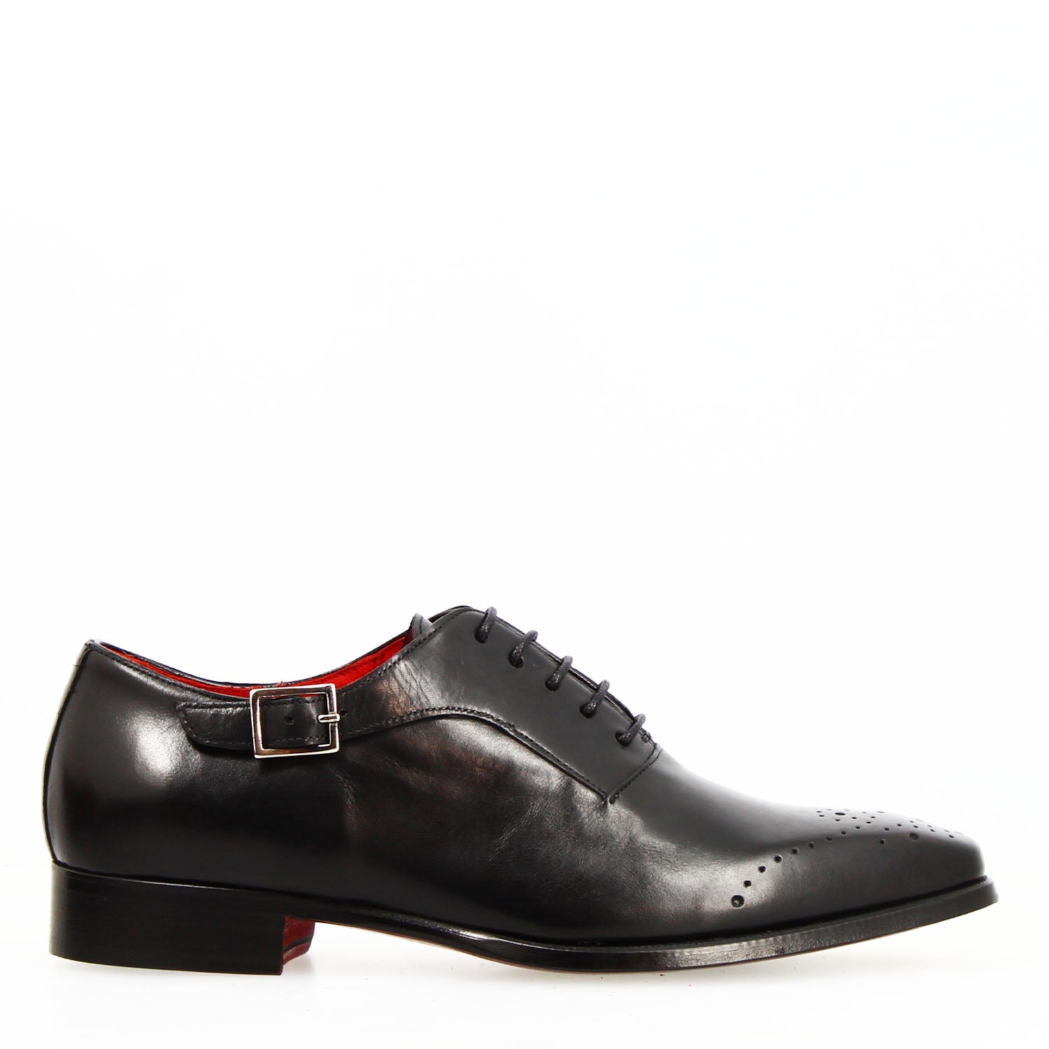 Appiano nero oxford da uomo semibrogue in pelle - LeonardoShoes