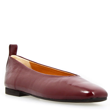 Ballerina artigianale da donna in pelle lucida colore rosso