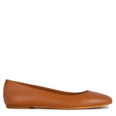 Handmade women's casual ballet flat in brown smooth leather