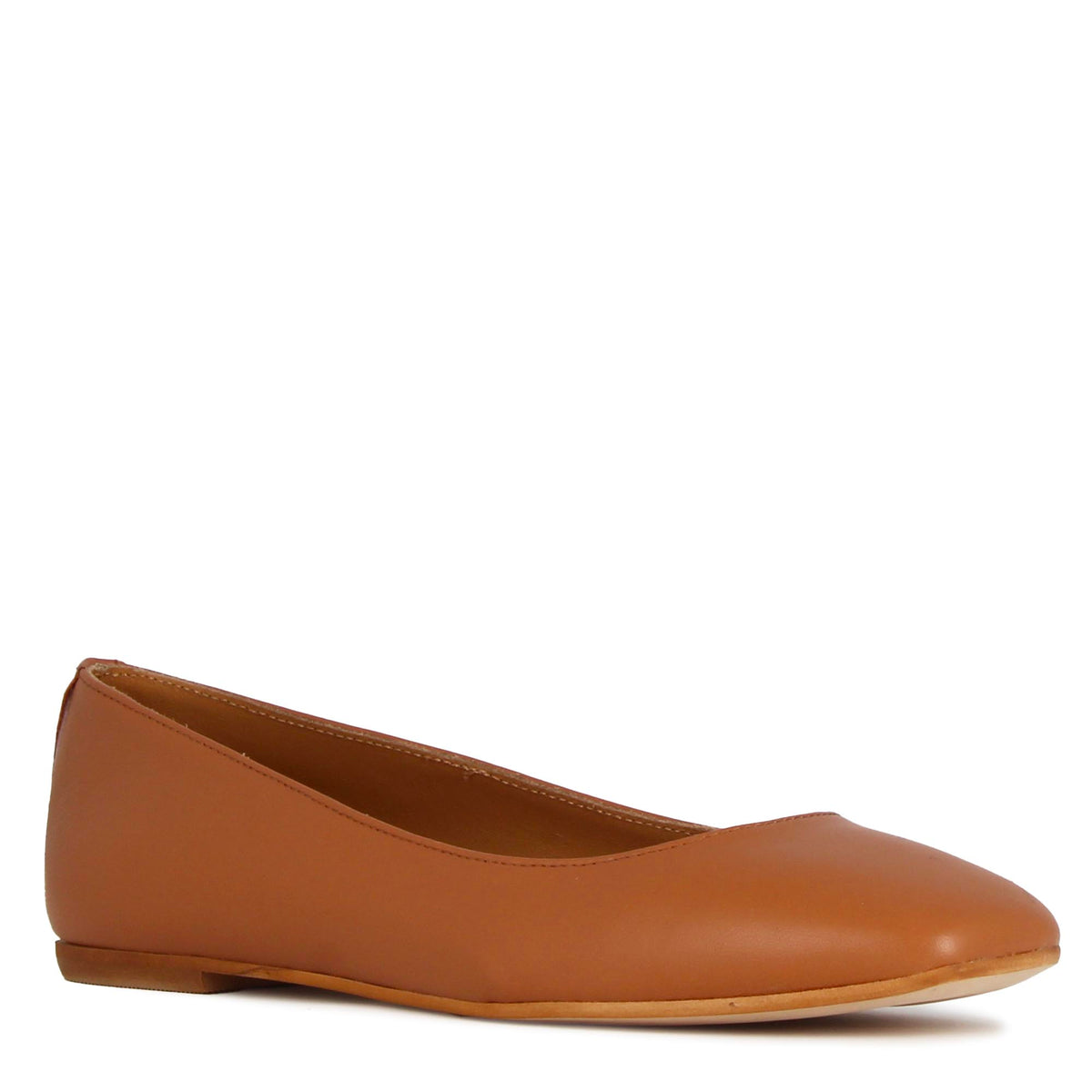 Handmade women's casual ballet flat in brown smooth leather